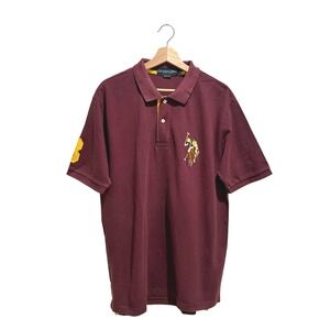 Y2K US Polo Assn Mens Maroon Short Sleeve Polo Shirt Size XL